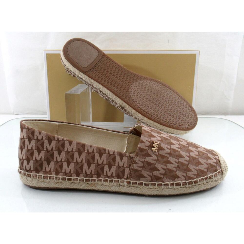 Michael Kors Kendrick Slip On Espadrille Flat Shoes MK Logo Luggage Size 9 - Picture 8 of 8